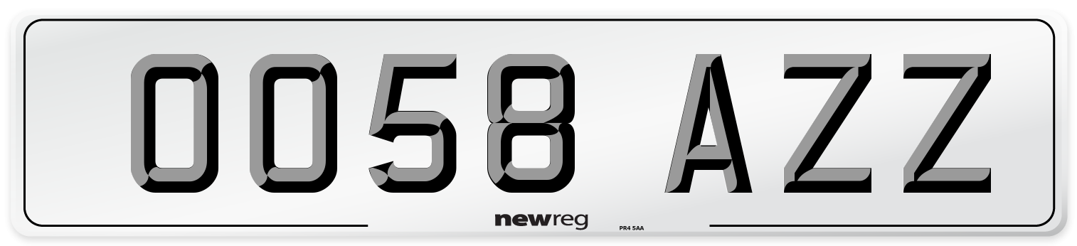 OO58 AZZ Number Plate from New Reg